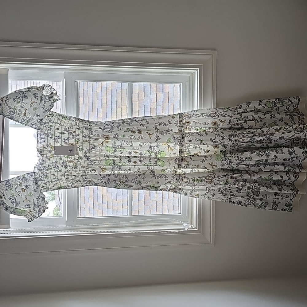 Floral Green and White Women's Dress